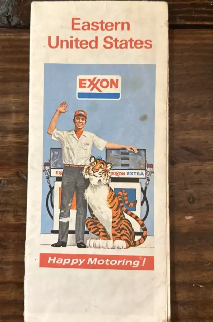 Exxon Eastern United States Gas Station Travel Road Map Vintage 1970's