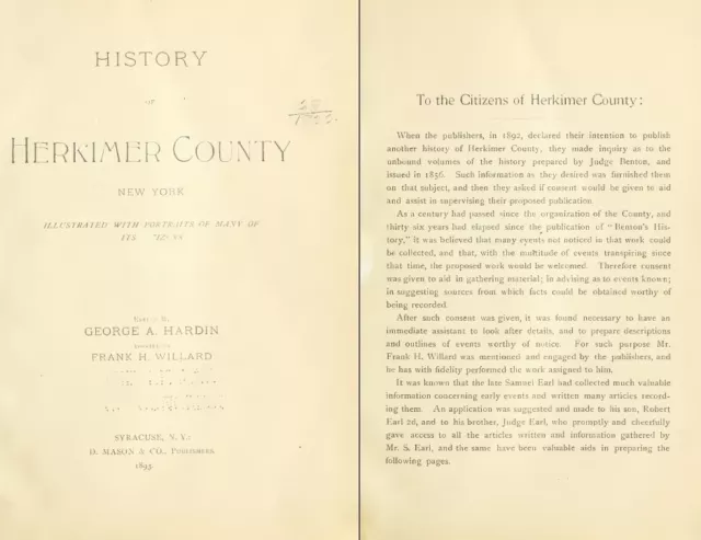 1893 HERKIMER County New York NY, History and Genealogy Ancestry DVD CD B25