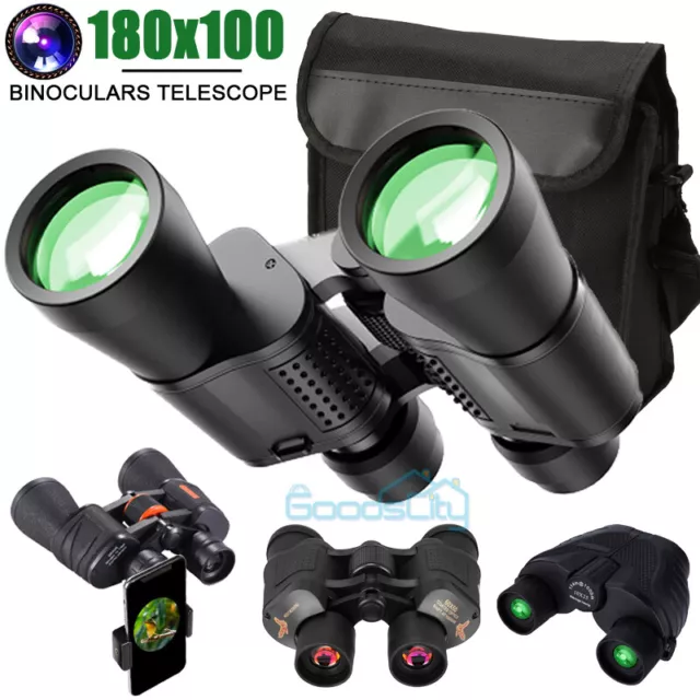 180x100 HD Military Zoom Powerful Binoculars Day/Low Night Optics Hunting & Case