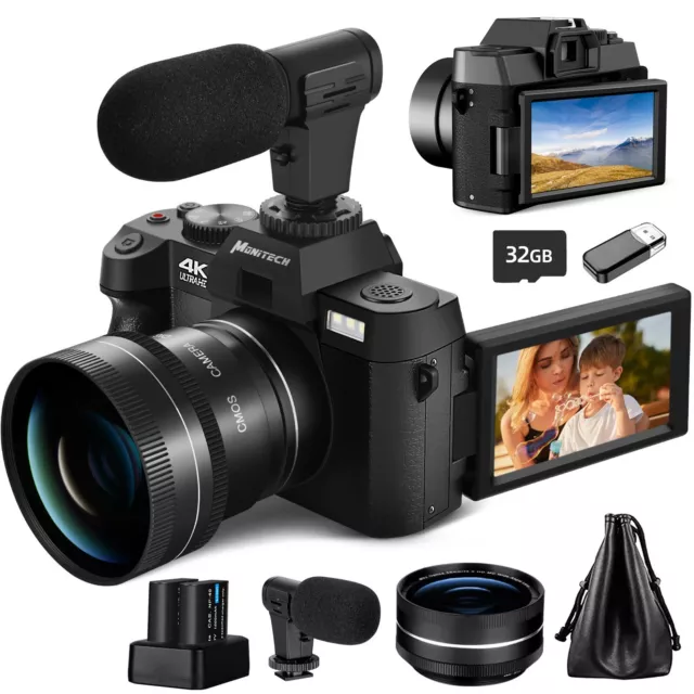 Fotocamera digitale 4K 48MP 16X autofocus con obiettivo grandangolare e macro