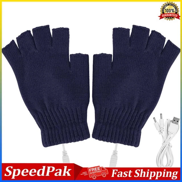 Women Men Electric Heating Gloves USB Thermal Gloves for Sports Skiing (Blue) #B