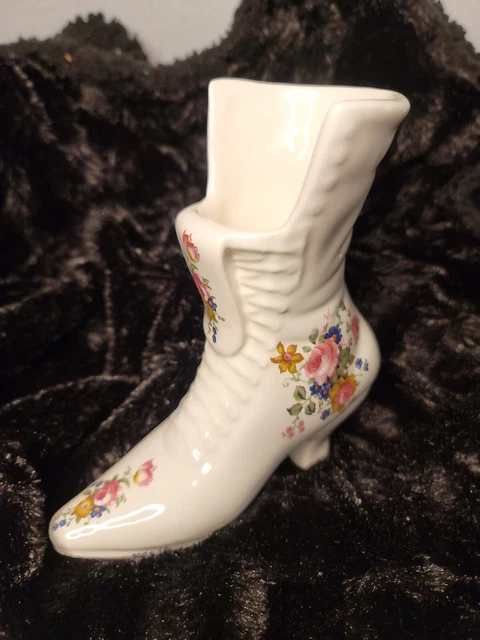 Vintage Ceramic ATHENA California Floral Victorian High Boot Vase Made in USA