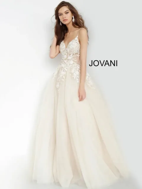 $690 Jovani 02758 Prom Evening Wedding Gown, Size 0. Slightly Altered/Hemmed