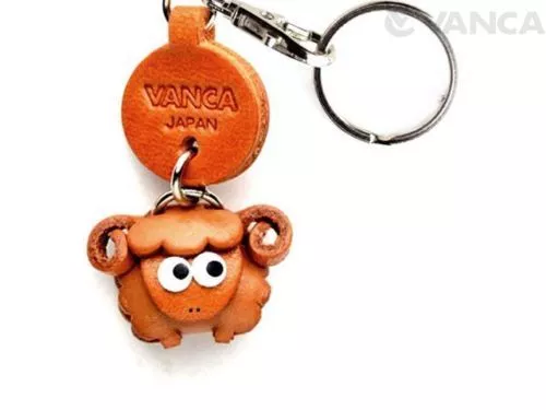 Little Sheep Handmade Leather Zodiac Keychain *VANCA* Made in Japan #56261