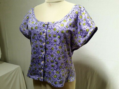 Tshirt TOP HAUT coton fleurs Benetton T.40 VINTAGE 80 Flowers T-shirt top sz M