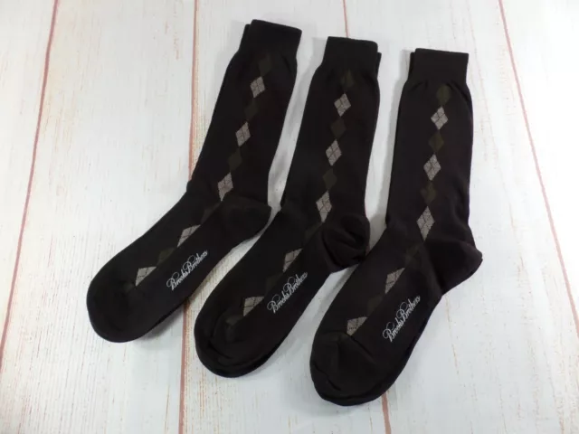 NEW Brooks Brothers Men's Argyle Merino Wool Crew Socks Italian Made Knit Brown
