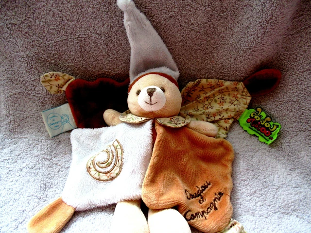 doudou et compagnie  plat ours marron blanc tatoo