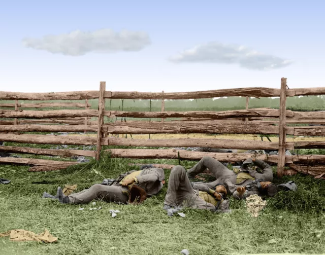 Dead Stonewall Jackson's Brigade Antietam MD Color Tinted photo Civil War 03561