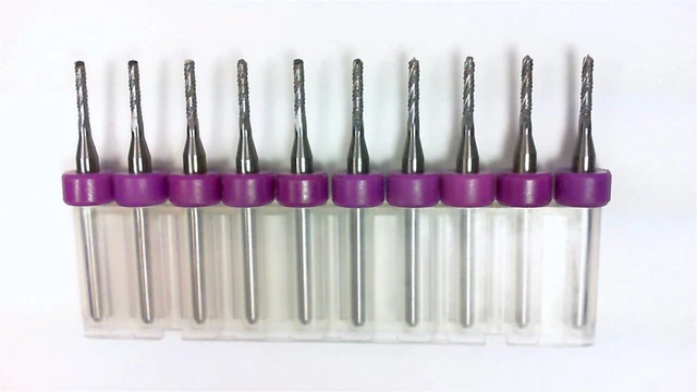 TEN .063" 1/16" Carbide Router Bits - Spiral Chip Breaker Flutes  CNC DREMEL DP
