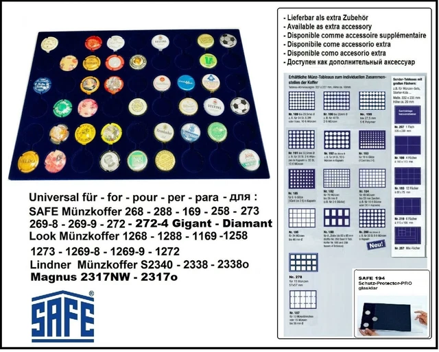Maletín Para Monedas SAFE Tableaus 322 | 15 Compartimentos Hasta 50 Mm De Diámetro | Ideal Para Coleccionistas Y Numismáticos