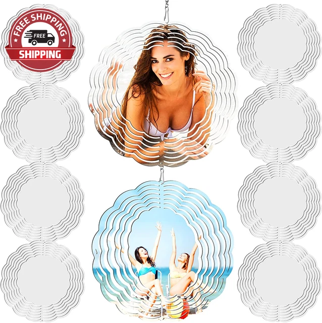 10 Pcs 10 Inch Sublimation Wind Spinner Blanks, Aluminum Double Sided Circle Sub