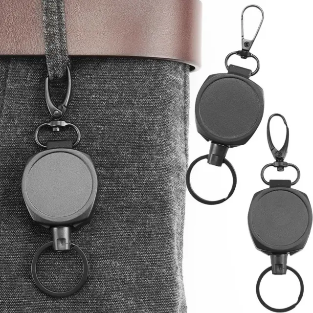 Retractable Pull Chain Key Ring Buckle Chain Reel Keychain Keyring SALE