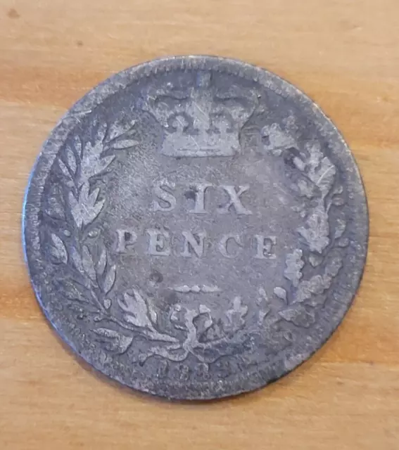 1883 Queen Victoria Sixpence 6d coin - Fine Silver .925 - Fair