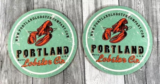 2 Portland Lobster Company Cerveza Posavasos Astillero CASCO BAY Brewing Co Happy Hour