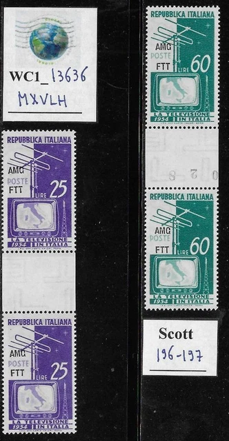 WC1_13636. ITALY: TRIESTE FTT. Gutter pairs 1954 START OF TV. Scott 196-197. MNH