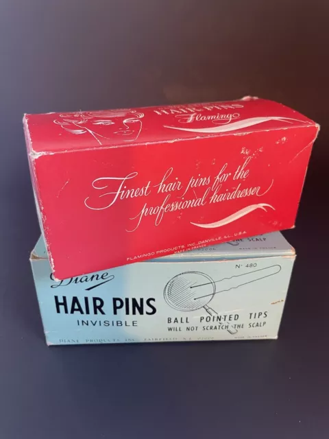 Vtg Hair Pins Flamingo professional pins Diane 1 3/4" lot of 2 boxes Retro salon