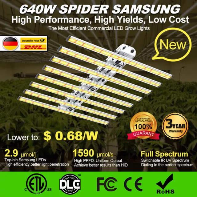 640W Samsung Led Grow Light Bar Full Spectrum für 6x6ft Zimmerpflanzen Veg Bloom