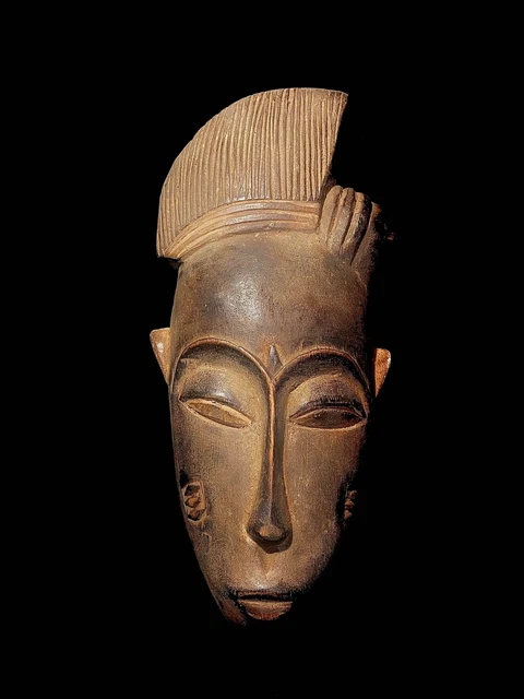 African Wooden Hand Carved Vintage Wall Mask African Art Guro Yaure-4469
