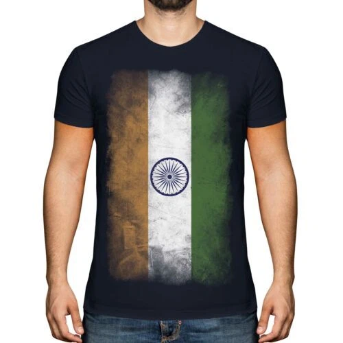 India Sbiadito Bandiera Uomo T-Shirt Bharôt Bh ? Rata Rat Indiy ? Indiano