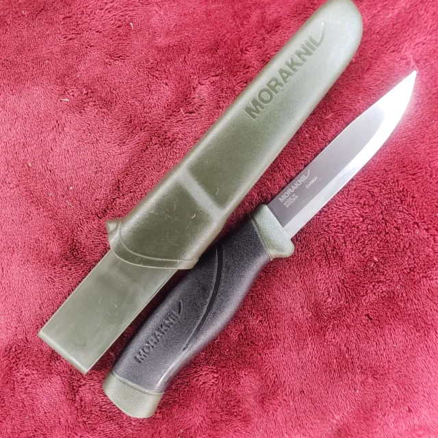 🔪 Morakniv Companion MG Carbon Steel Mora Knife OD Green & Black + Sheath