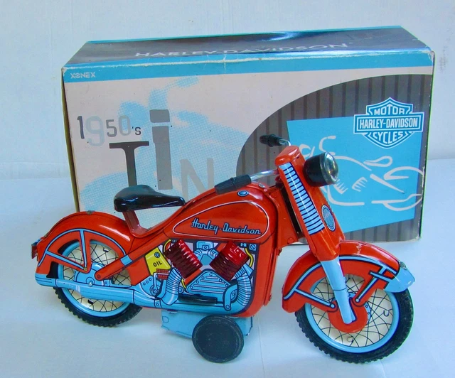 Jouet Mécanique Xonex – Moto Harley Davidson 1950 – Édition Limitée En Tôle (Boîte D'Origine)