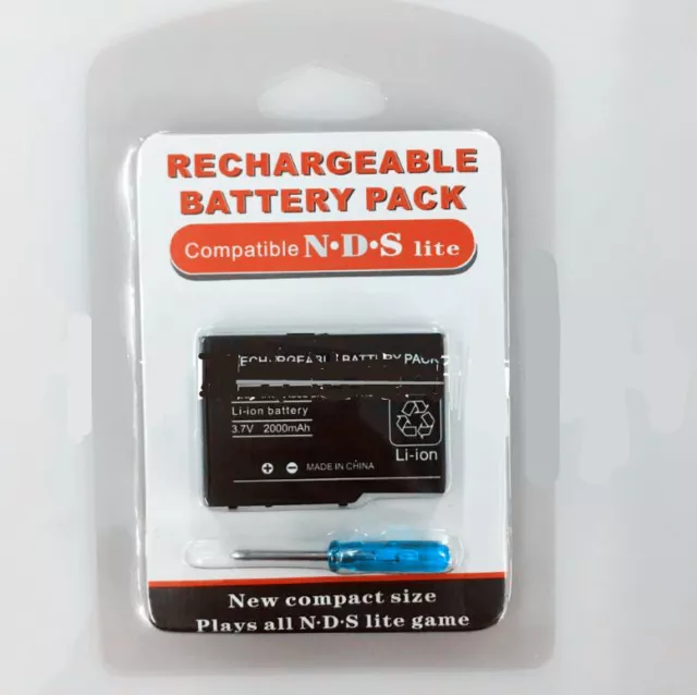 New Replacement Battery 2000mAh Nintendo DS Lite NDSL +Screwdriver