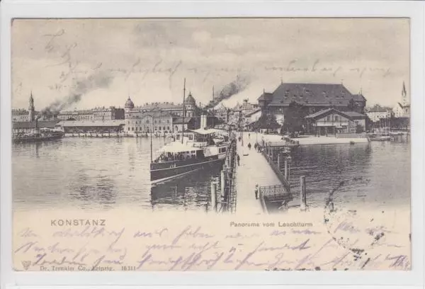 AK Konstanz, Panorama vom Leuchtturm, 1904
