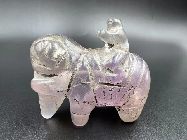 Burmese Pyu Pagan South East Asian Antique Amethyst Elephant Figure Carved Bead