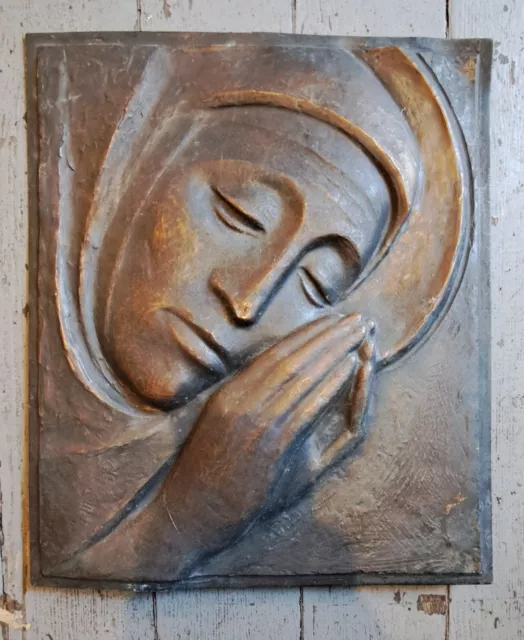 19th century Madonna Bas Large bronze relief