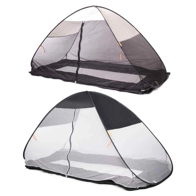 DERYAN Pop up Bettzelt Moskitonetz Klappbett Camping Fliegengitter Grau/Creme...