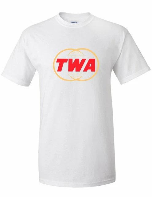 TWA Trans World Airlines Retro Logo Tee Shirt US Travel White Cotton T-shirt