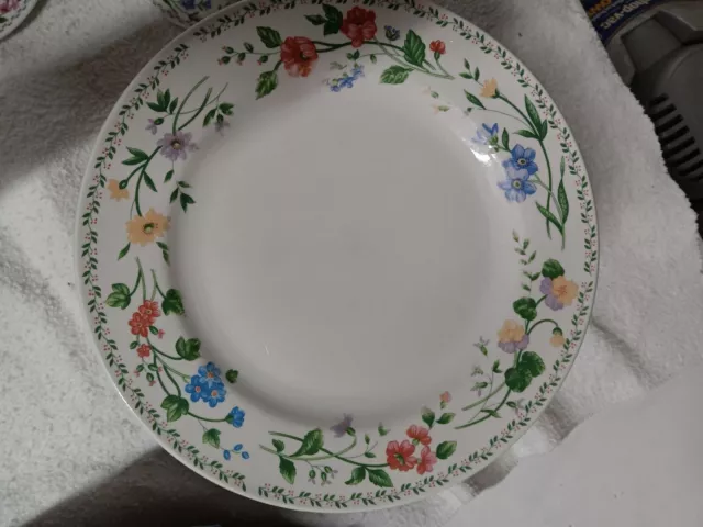 15 Farberware English Garden #225 Dinner Plates Stoneware Floral Rim