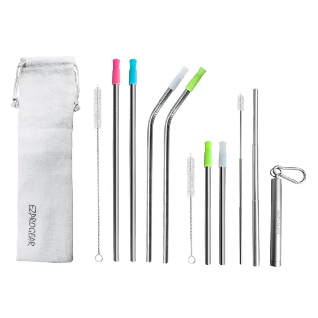 Stainless Steel Metal Wide Straw & Collapsible Straw Outdoor & Reusable Straws