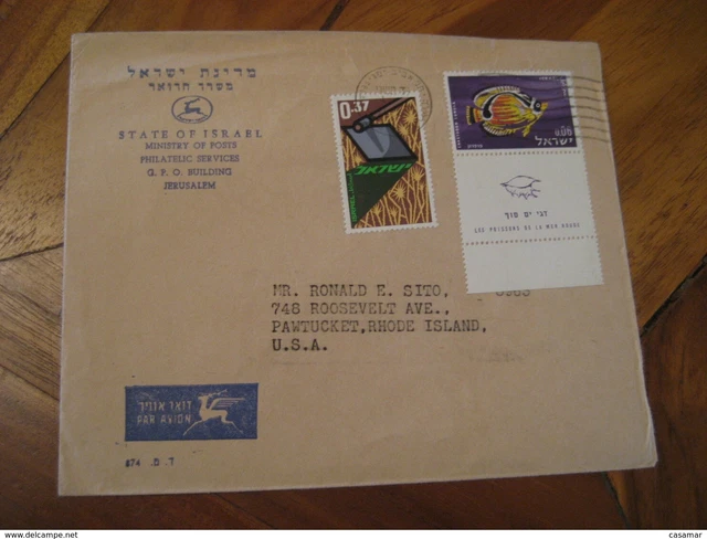 TEL AVIV - Jaffa 1963 To Pawtucket USA 2 Stamp On Cancel Air Mail Cover ...