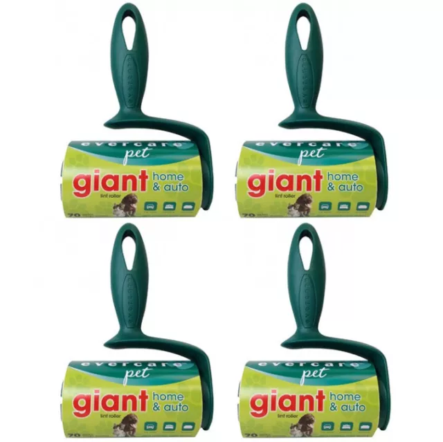Evercare Giant Pet Extreme Stick Lint Roller, 70 Sheets Each, 4 Pack - Green