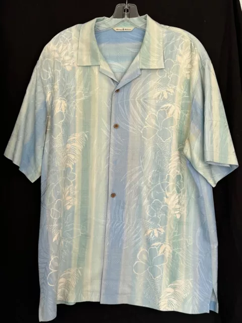 TOMMY BAHAMA SILK FLORAL BLUE/GREEN TROPICAL SHIRT ( large) $37.50 ...