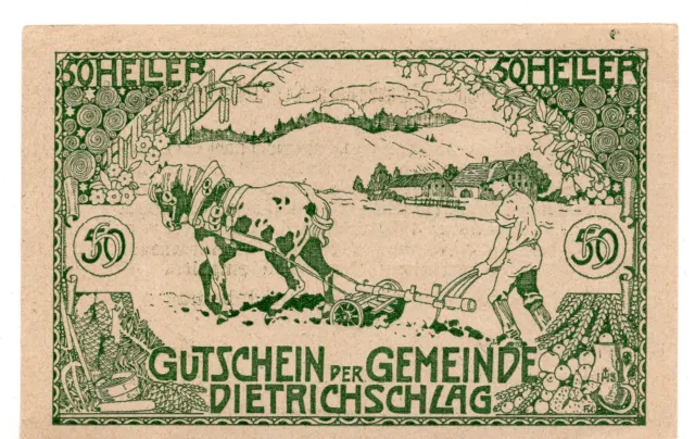 1920 Austria Notgeld Dietrichsschlag 50 Heller (B246)