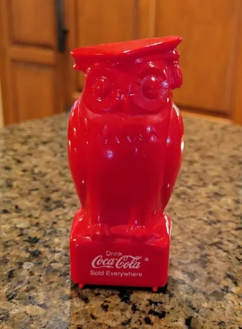 VINTAGE 1960's DRINK COCA COLA RED PLASTIC ADVERTISING STILL OWL BANK