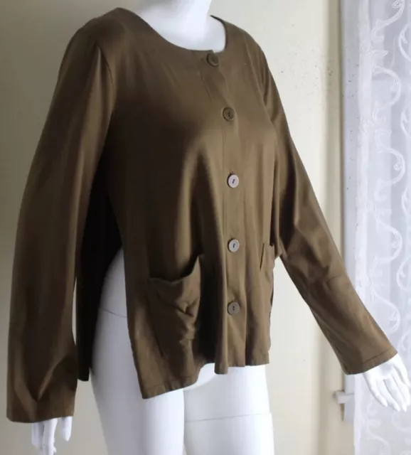 Eileen Fisher Größe M Olive Ermüdung Organische Baumwolle Anpassbar Jacke Top