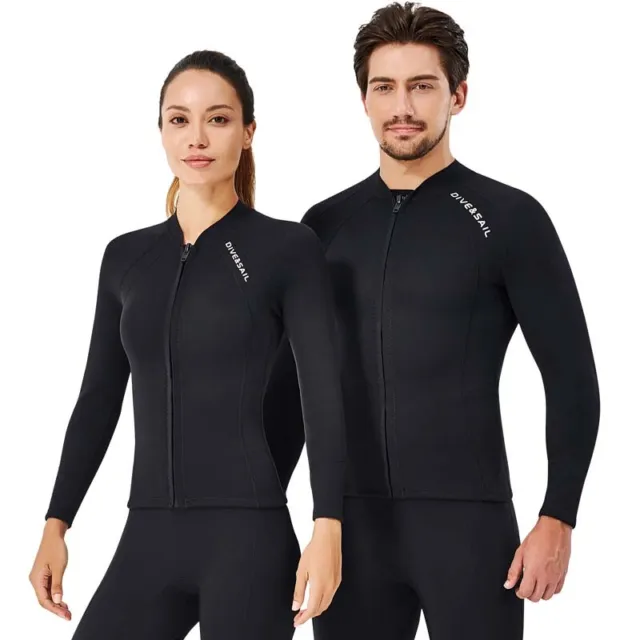 Unisex Diving Tops 2mm Neoprene Wetsuit Long Sleeve Dive Swim Surf Suit Top New
