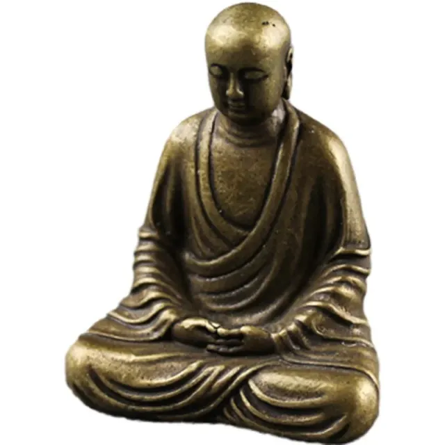 Bronzo Antico Statua di Buddha Mini Portatile Ottone Scultura Decorazioni Casa