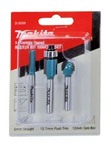 Makita D-30209 Fraeser-Set 3Stk 6 mm Schaftdurchmesser für Fräse Oberfräse Nutfr