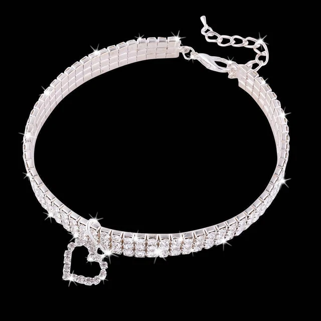 Cute Dog Cat Rhinestone Diamond Collar Necklace Puppy Crystal Bling Accessory