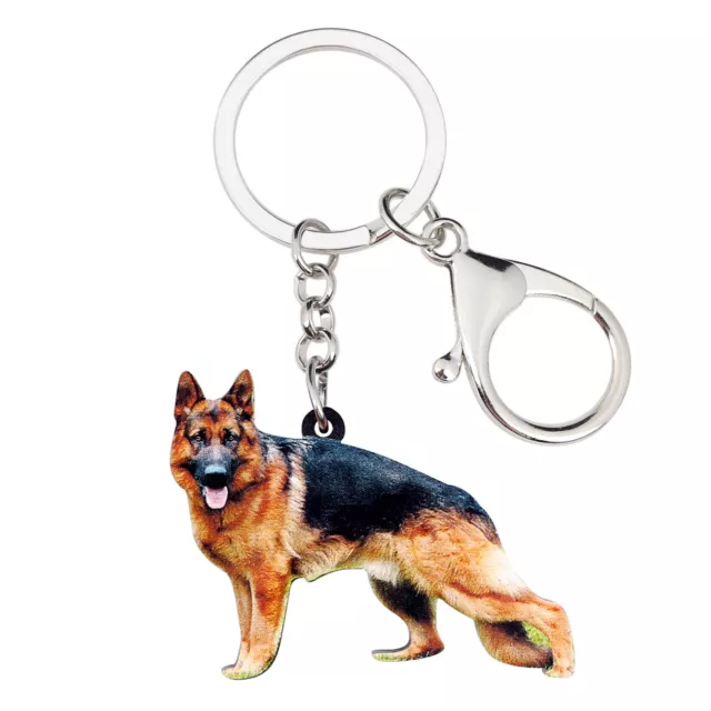 Acrylic German Shepherd Dog Keychains Car Bag Key Ring Pets Jewelry Purse Charms