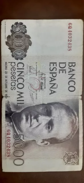 Spain España 5000 Pesetas 20-10-1979 Pick 160 G