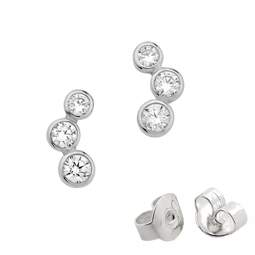 Boucles d'oreilles efficaces 3 en 1 zircone femmes filles boucles d'oreilles blanc or 375