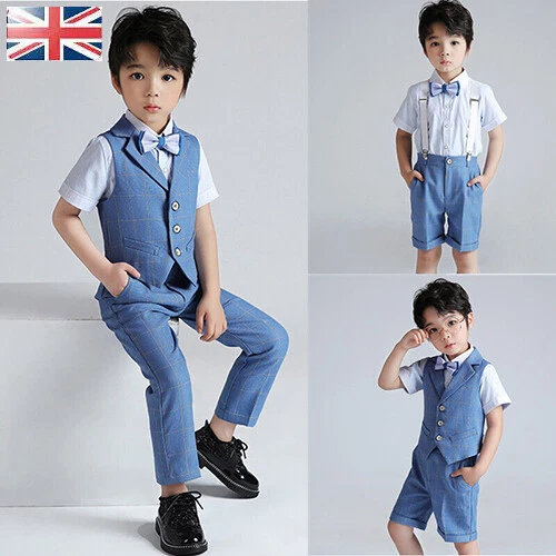 Summer Boys Suits Piece Wedding Suit Page Boy Party Prom Blue 2-12Years Size New