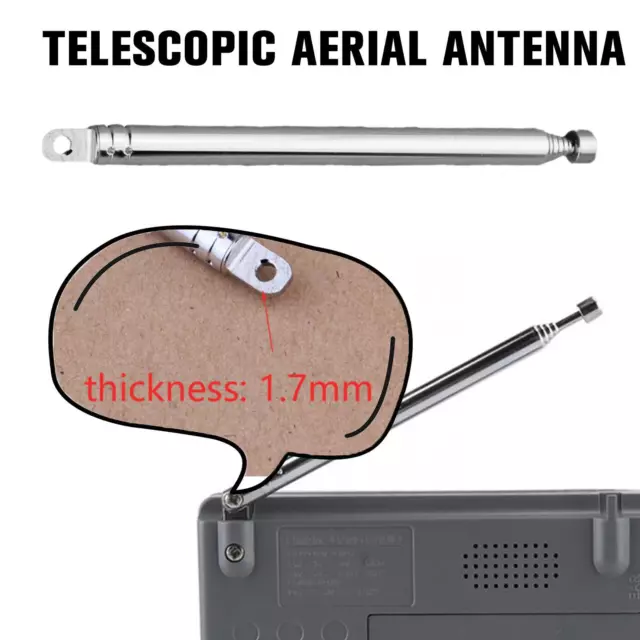 14-74cm Replacement Telescopic Aerial Antenna For TV AM/FM 7 Radio GXT N1A6