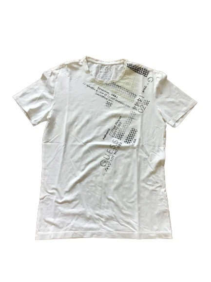 T-Shirt da uomo Guess Los Angeles Maglia Cotone Bianca Slim Fit Jersey Tg S
