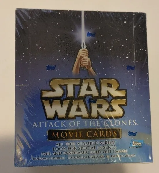 2002 Topps Star Wars Attack Of The Clones Retail Box 24 Packs Factory Sealed.